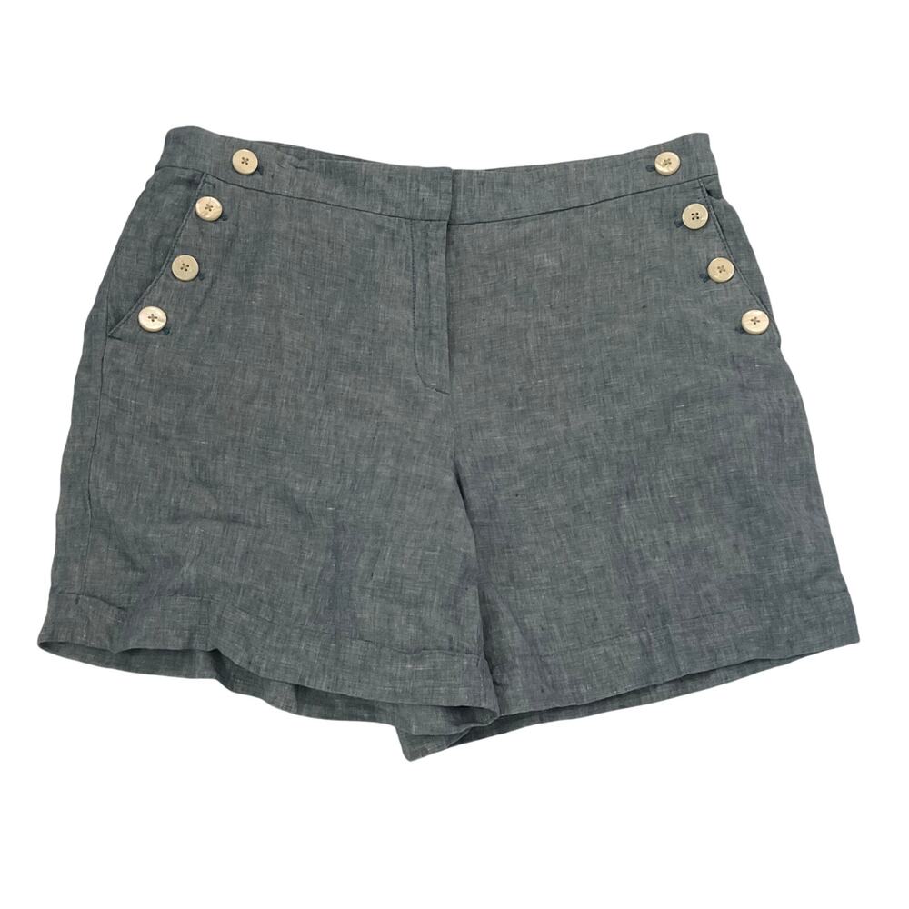 LOFT 100% Linen Blue Chambray Shorts - Size 14‎